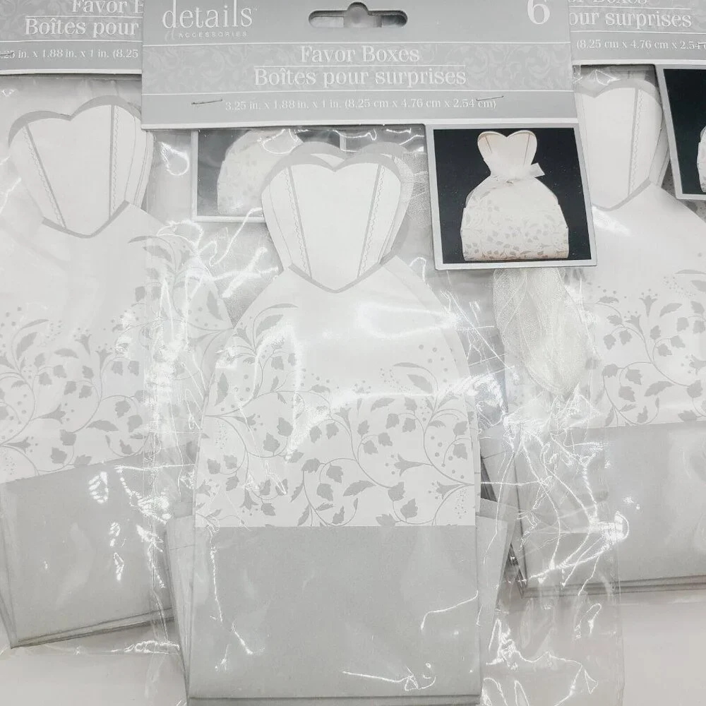 Favor Boxes Bridal Dress Favors Gifts for Guests White And Silver NOS Weddings
